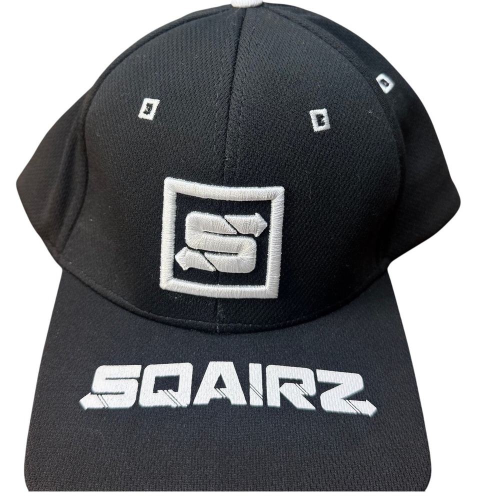 SQAIRZ Golf Baseball Cap Mens Adjustable‎ Black Performance Mesh Embroidered Hat